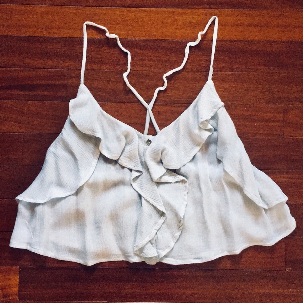 Powder Blue Ruffle Crop Top